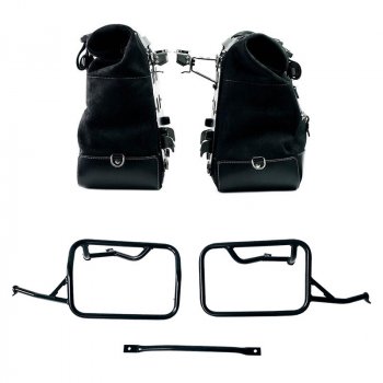 Paar Cult-Seitentaschen aus Spaltleder 40L - 50L + Aluminiumplatte + Rahmen für Aluminiumtaschen BMW R12 NineT