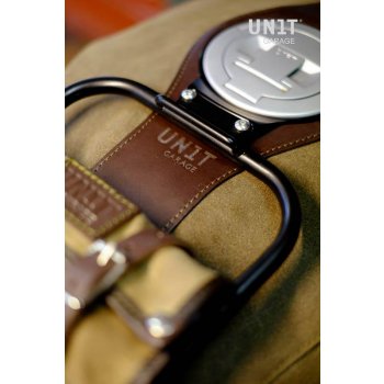 Tankabdeckung aus Leder mit Gepäckträger geteilt