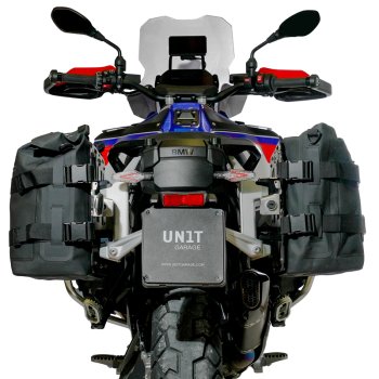 Zwei Khali TPU-Seitentaschen (35–45 l) + Paar Aluminiumplatten BMW R1300GS ADV