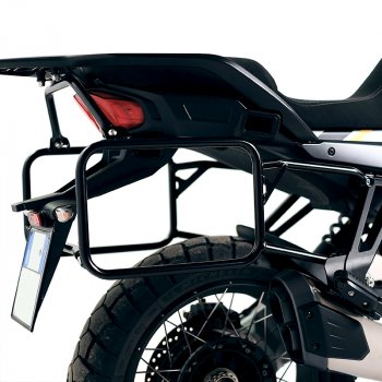 Zwei Khali TPU-Seitentaschen 35 l – 45 l + Paar Aluminiumplatten mit Moto Guzzi Stelvio-Rahmen (ab 2024)