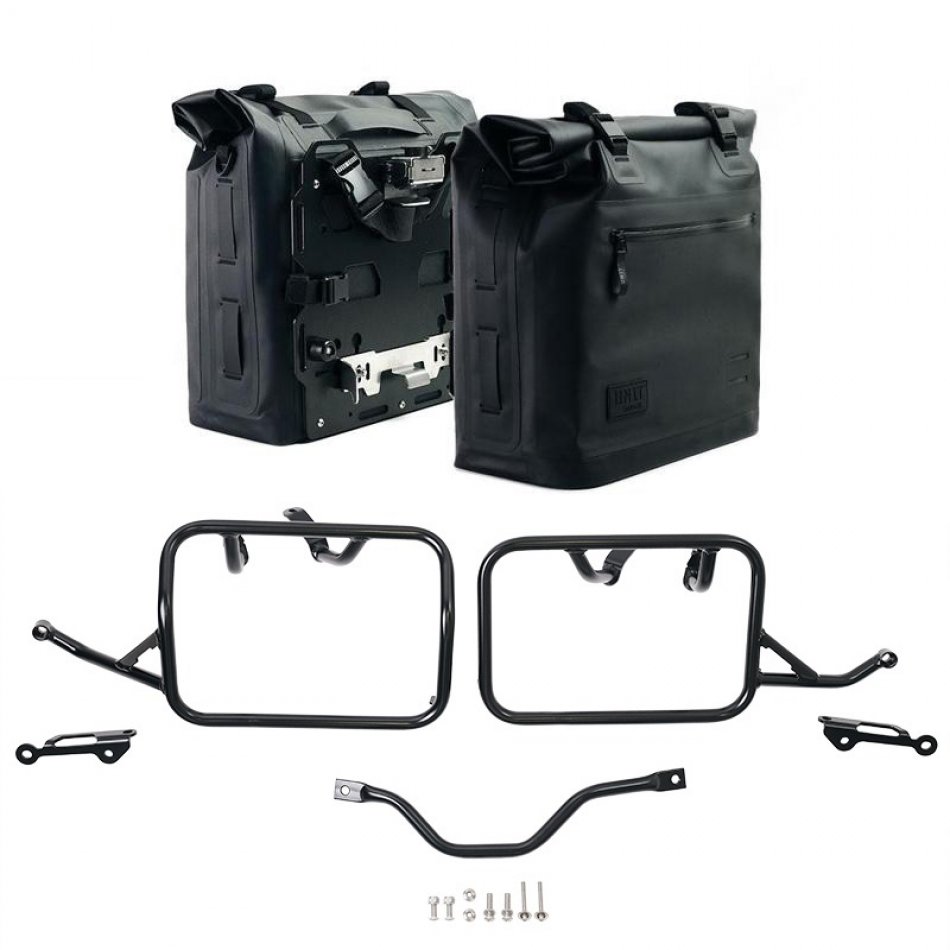 Zwei Khali TPU-Seitentaschen 35 l – 45 l + Paar Aluminiumplatten + BMW R12 G/S-Rahmen