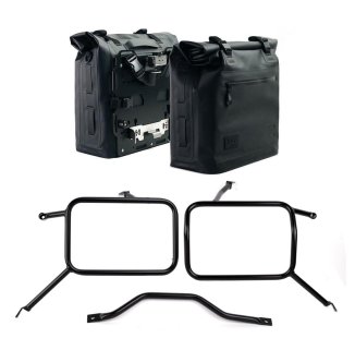 Zwei Khali-Seitentaschen aus TPU 35L - 45L + Paar Aluminiumplatten + Atlas-Taschenrahmen aus Aluminium Triumph Street Scrambler 900 (ab 2026)