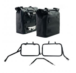 Zwei Khali-Seitentaschen aus TPU 35L - 45L + Paar Aluminiumplatten + Triumph Speed 400 & Scrambler 400 X Aluminium-Satteltaschenrahmen