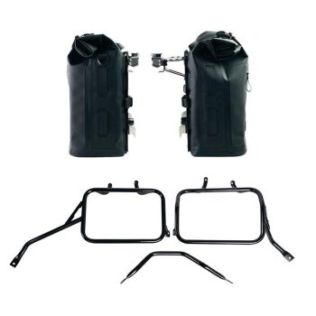 Zwei Khali-Seitentaschen aus TPU 35L - 45L + Paar Aluminiumplatten + Triumph Tracker 400 Aluminium-Satteltaschenrahmen
