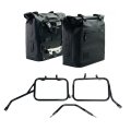 Zwei Khali-Seitentaschen aus TPU 35L - 45L + Paar Aluminiumplatten + Triumph Tracker 400 Aluminium-Satteltaschenrahmen