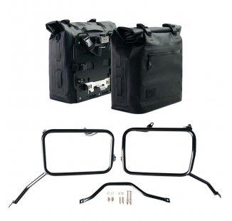 Zwei Khali-Seitentaschen aus TPU 35L - 45L + Paar Aluminiumplatten + Rahmen Triumph Scrambler 1200 X (ab 2025)