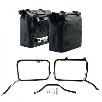 Zwei Khali-Seitentaschen aus TPU 35L - 45L + Paar Aluminiumplatten + Rahmen Triumph Scrambler 1200 X (ab 2025)