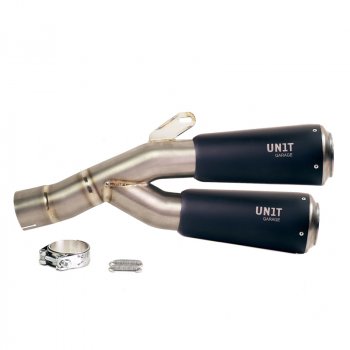 Niedriger Doppel-Titan-Auspuff mit sichtbaren Schweißnähten für BMW R12 NineT