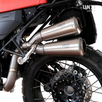 Titanium Scrambler Doppelter Schalldämpfer mit sichtbarer Schweißnaht