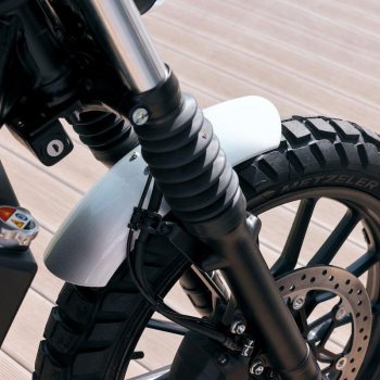 Honda CL niedriger Aluminium-Kotflügel mit Gabelstabilisator Silber