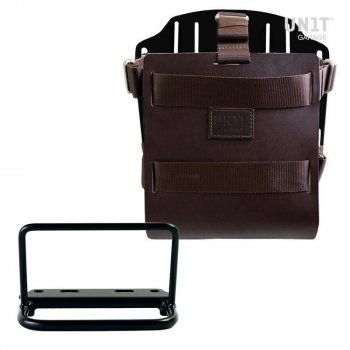 Aluminium-Taschenhalter mit verstellbarer Lederfront, Schnellkupplung und Rahmen