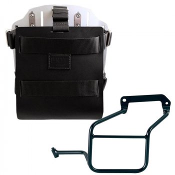 Taschenhalter aus Aluminium mit verstellbarer Lederfront, Schnellkupplung und Rahmen