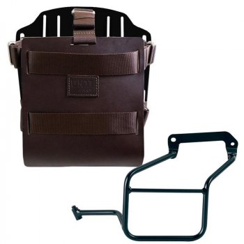 Taschenhalter aus Aluminium mit verstellbarer Lederfront, Schnellkupplung und Rahmen