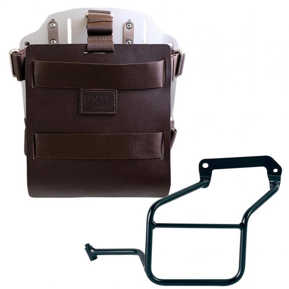 Taschenhalter aus Aluminium mit verstellbarer Lederfront, Schnellkupplung und Rahmen