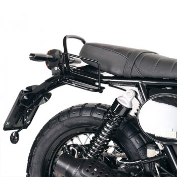 Aluminium-Taschenhalter mit verstellbarer Lederfront, Schnellverschluss + Royal Enfield Bear 650 Rahmen