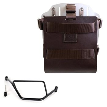 Aluminium-Taschenhalter mit verstellbarer Lederfront und Schnellkupplung + BMW F450GS Rahmen rechts