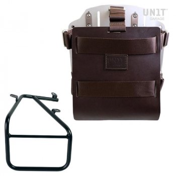 Aluminium-Taschenhalter mit verstellbarer Lederfront und Schnellkupplung + Rechter Satteltaschenrahmen für Sportail R18 Kit
