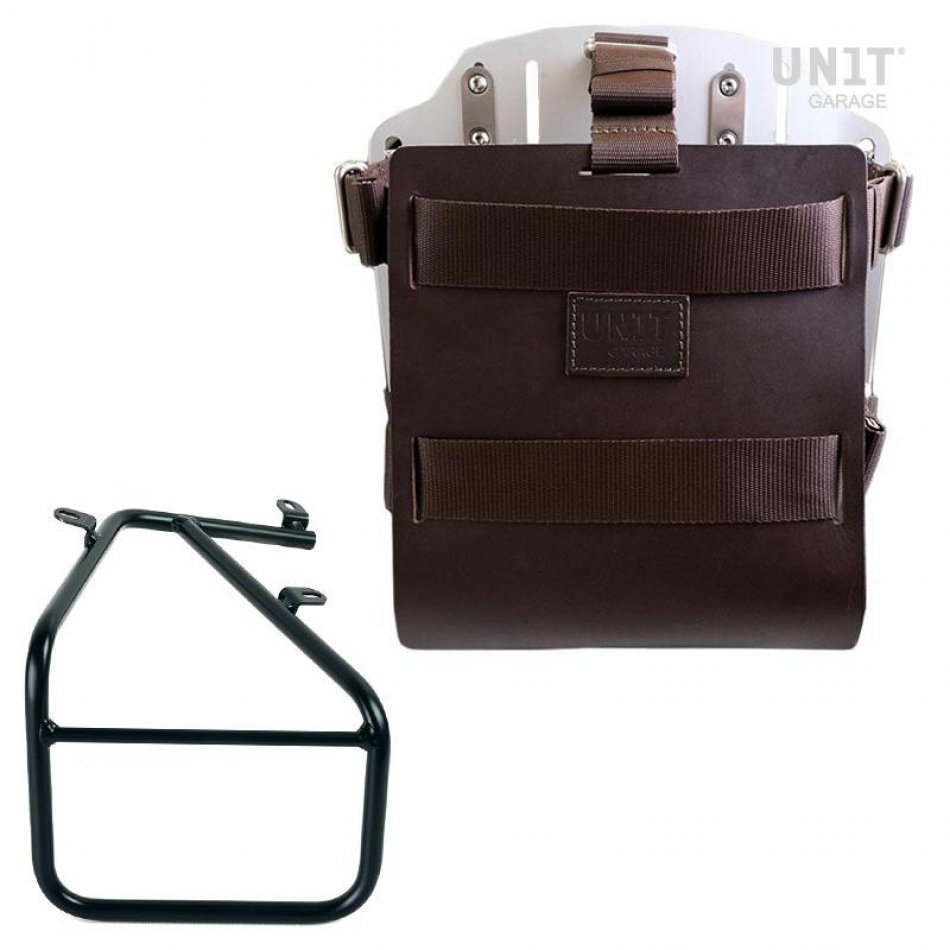 Aluminium-Taschenhalter mit verstellbarer Lederfront und Schnellkupplung + Rechter Satteltaschenrahmen für Sportail R18 Kit