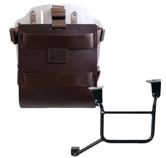 Aluminium-Taschenhalter mit verstellbarer Lederfront und Schnellkupplung + Honda CRF1100L Africa Twin & Adventure Sports (ab 2024) Rahmen Links