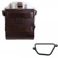 Aluminium-Taschenhalter mit verstellbarer Lederfront und Schnellkupplung + Honda GB350S Rahmen Links