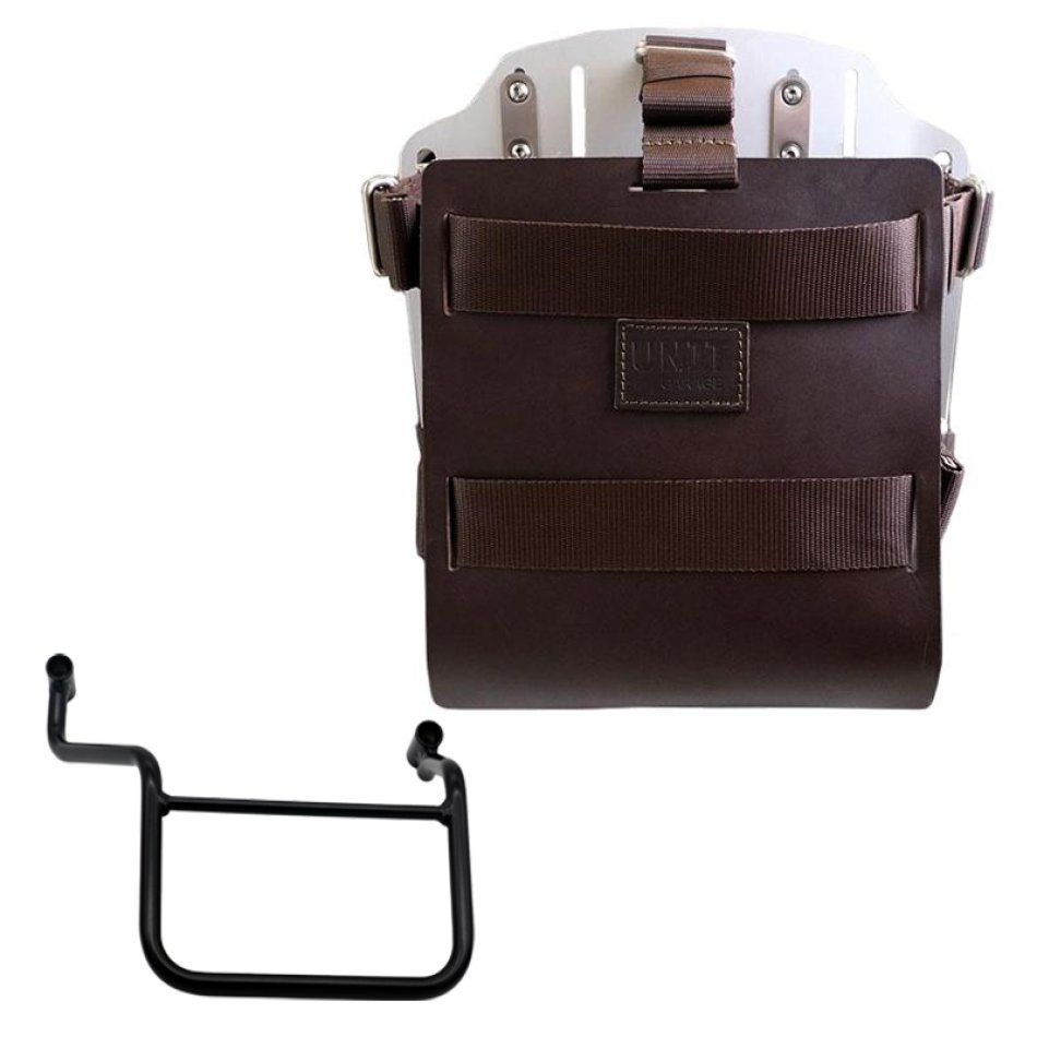 Aluminium-Taschenhalter mit verstellbarer Lederfront und Schnellkupplung + Honda Transalp 750 (ab 2023) Rechter Rahmen