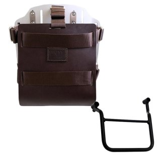 Aluminium-Taschenhalter mit verstellbarer Lederfront und Schnellkupplung + Honda Transalp 750 (ab 2023) Rahmen Links