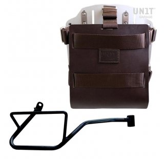 Aluminium-Taschenhalter mit verstellbarer Lederfront und Schnellkupplung + Moto Guzzi V7 EURO5 PLUS (ab 2025) Rahmen Rechts