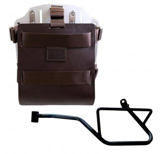 Aluminium-Taschenhalter mit verstellbarer Lederfront und Schnellkupplung + Moto Guzzi V7 EURO5 PLUS (ab 2025) Rahmen Links