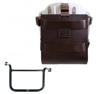 Aluminium-Taschenhalter mit verstellbarer Lederfront und Schnellkupplung + Moto Guzzi V85 TT (ab 2024) Rahmen Rechts