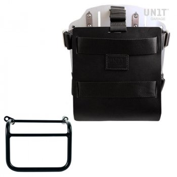 Aluminium-Taschenhalter mit verstellbarer Lederfront und Schnellkupplung + Rechter Hilfsrahmen Triumph Scrambler 1200 XC_XE (ab 2019)