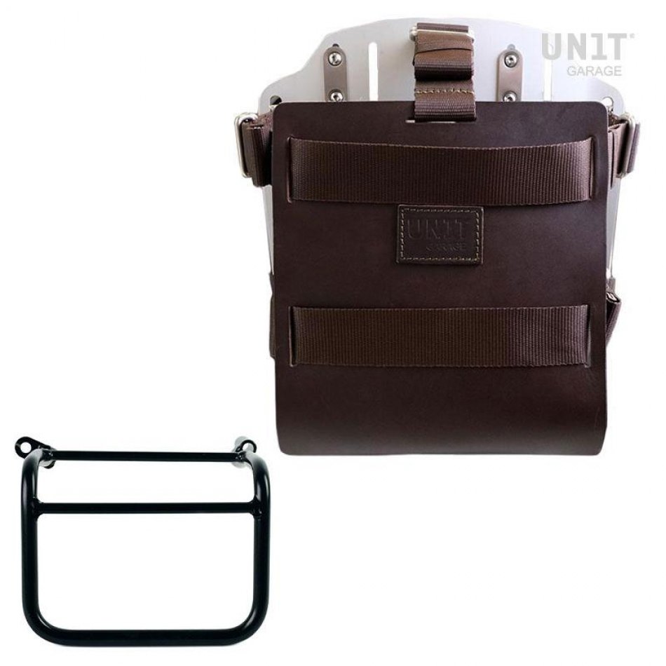Aluminium-Taschenhalter mit verstellbarer Lederfront und Schnellkupplung + Rechter Hilfsrahmen Triumph Scrambler 1200 XC_XE (ab 2019)