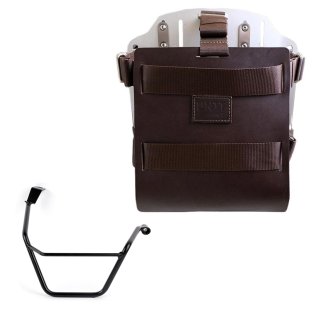 Aluminium-Taschenhalter mit verstellbarer Lederfront und Schnellkupplung + Triumph Street Scrambler 900 (ab 2026) Rechter Rahmen