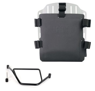 Aluminium-Taschenhalter mit verstellbarer Hypalon-Front und Schnellkupplung + BMW F450GS Rahmen rechts