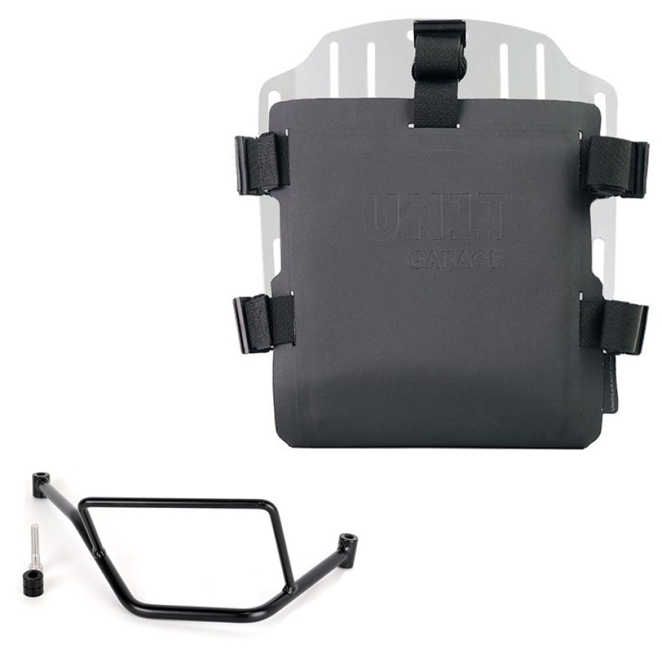 Aluminium-Taschenhalter mit verstellbarer Hypalon-Front und Schnellkupplung + BMW F450GS Rahmen rechts