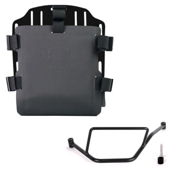 Aluminium-Taschenhalter mit verstellbarer Hypalon-Front und Schnellkupplung + BMW F450GS Rahmen links