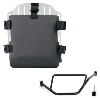 Aluminium-Taschenhalter mit verstellbarer Hypalon-Front und Schnellkupplung + BMW F450GS Rahmen links
