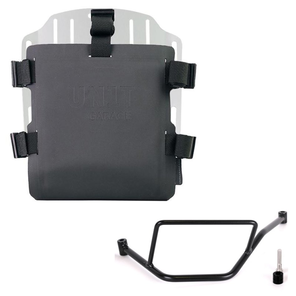 Aluminium-Taschenhalter mit verstellbarer Hypalon-Front und Schnellkupplung + BMW F450GS Rahmen links