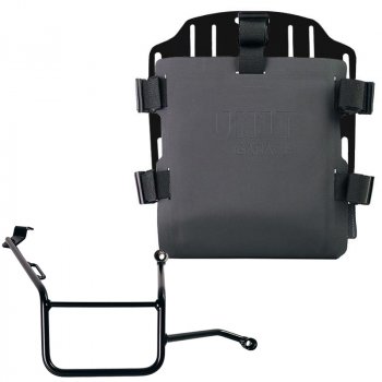 Aluminium-Taschenhalter mit verstellbarer Hypalon-Front und Schnellkupplung + BMW F900GS Rahmen rechts