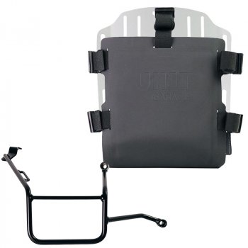 Aluminium-Taschenhalter mit verstellbarer Hypalon-Front und Schnellkupplung + BMW F900GS Rahmen rechts