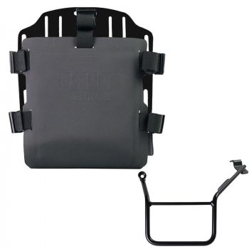 Aluminium-Taschenhalter mit verstellbarer Hypalon-Front und Schnellkupplung + BMW F900GS Rahmen links