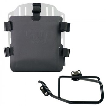 Aluminium-Taschenhalter mit verstellbarer Front aus Hypalon und Schnellkupplung + linker BMW HP2-Rahmen