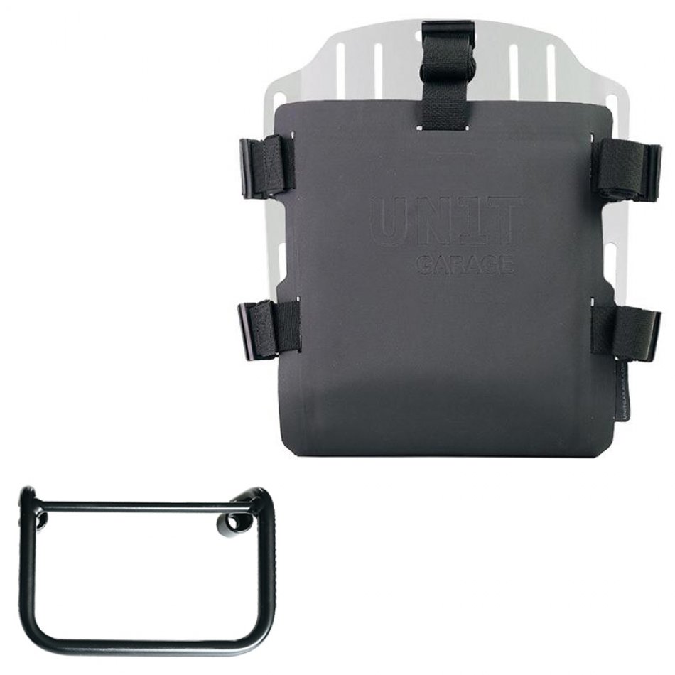 Aluminium-Taschenhalter mit verstellbarer Hypalon-Front und Schnellkupplung + BMW R12 Fahrgestell rechts