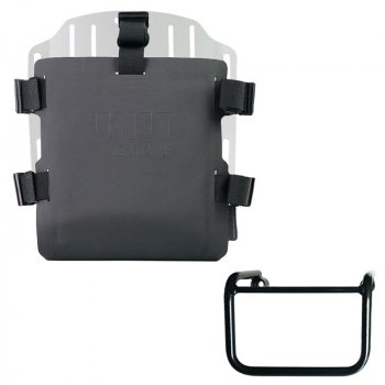 Aluminium-Taschenhalter mit verstellbarer Hypalon-Front und Schnellkupplung + BMW R12 Fahrgestell links