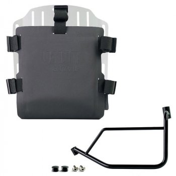 Aluminium-Taschenhalter mit verstellbarer Hypalon-Front und Schnellkupplung + Ducati DesertX linker Rahmen