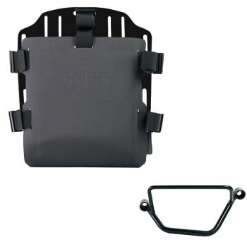 Aluminium-Taschenhalter mit verstellbarer Hypalon-Front und Schnellkupplung + Honda GB350S Rahmen Links