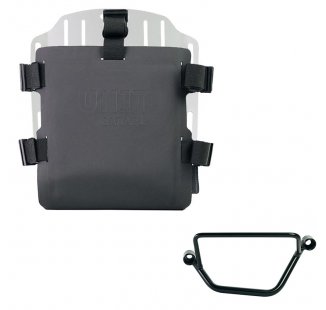 Aluminium-Taschenhalter mit verstellbarer Hypalon-Front und Schnellkupplung + Honda GB350S Rahmen Links