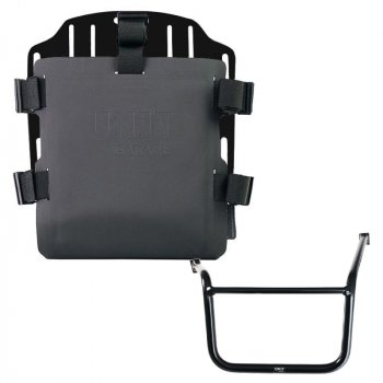 Aluminium-Taschenhalter mit verstellbarer Hypalon-Front und Schnellkupplung + Moto Guzzi V85 TT (ab 2024) Rahmen links