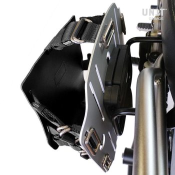 Aluminium-Taschenhalter mit verstellbarer Lederfront, Schnellkupplung und Rahmen
