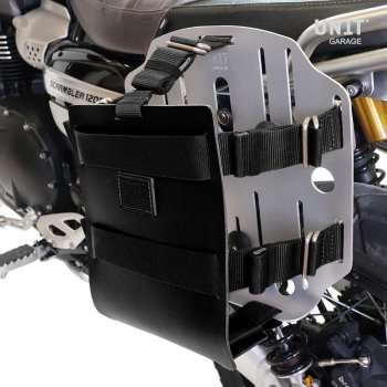Aluminium-Taschenhalter mit verstellbarer Lederfront, Schnellkupplung und Rahmen