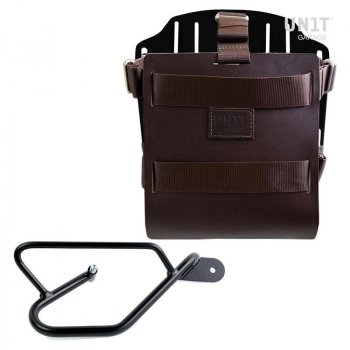 Taschenhalter aus Aluminium mit verstellbarer Lederfront, Schnellkupplung und Rahmen (ab 2016)